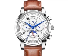 Чоловічі місячні фази розкішні годинники автоматичні ручні годинники наручні годинники з натуральної шкіри